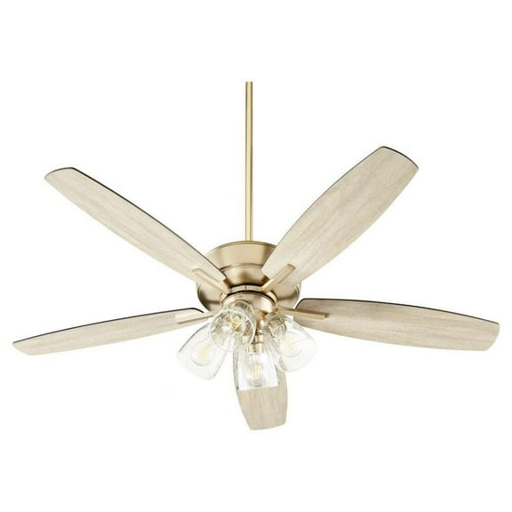 Carlile Way 5 Blade Ceiling Fan in Bailey Street Home Home Collection Style 52 inches Wide By 16.75 inches High-Aged Brass Finish-Matte
