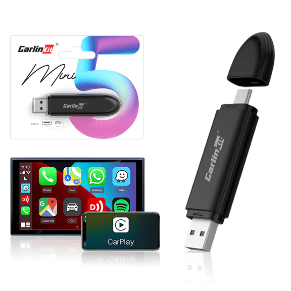 CarlinKit MiNi SE - Wireless Apple CarPlay Adapter for Cars with Wired CarPlay USB/Type-C Dongle Plug and Play Receiver 10s Fast Connection