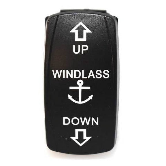 Carling Boat Windlass Rocker Switch | On/Off/On Black Plastic 7 Spade