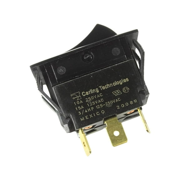 Carling Rocker Switch, SPDT, ON-None-ON, 3 pins, 10Amps/250VAC, 15Amps/125VAC, 3/4HP, Full Size Switch 21mm X 36mm, Maintained