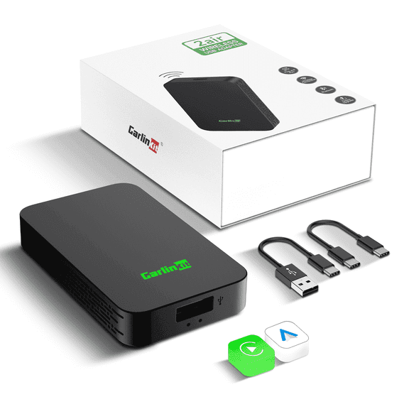 Carlinkit 5.0 Wireless Apple CarPlay Adapter, 2 in 1 Wire to Wireless CarPlay&Android Auto Dongle, 5.8Ghz Wifi, Plug&Play, Low Latency, Black