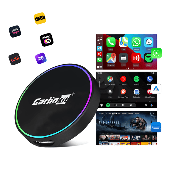 Carlinkit HD2CP Pro HDMI Car Streaming Adapter, Wireless CarPlay&Android Auto Adapter, 3 in 1 Multifunctional Car TV Mate, for Wired CarPlay Vehicle