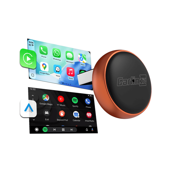 Carlinkit Mini Ultra 3 - 2 in 1 Wireless CarPlay&Android Auto Adapter, Dual-Band WiFi, Mini USB Design CarPlay Adapter, Wired to Wireless AA, Orange