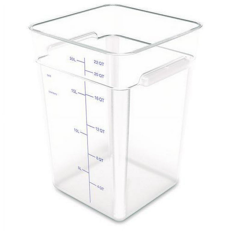 Squares Polycarbonate Food Storage Container, 22 qt, 11 13 x 11.13 x 15.72, Clear, Plastic Squares Polycarbonate Food Storage Container, 22 qt, 11 13 x 11.13 x 15.72, Clear, Plastic