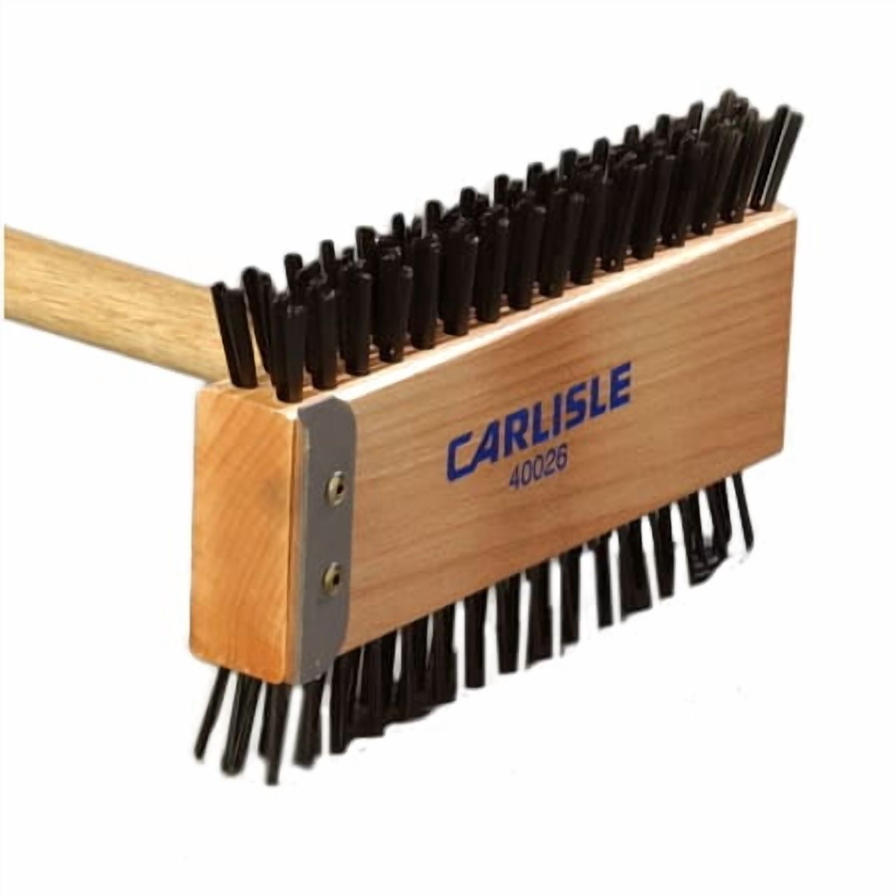 Carlisle Sparta Broiler Master Grill Brush and Scraper with Handle, Metal Bristles, 48" Natural Wood Handle