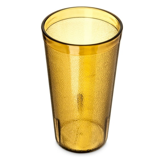 Carlisle Sanitary Maintenance B624341 16 oz 521613 - Pebbled Stackable SAN Tumbler - Amber