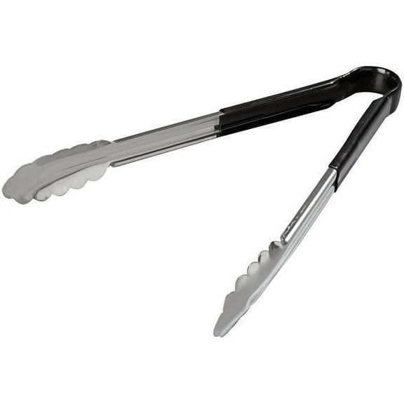 Carlisle 60756203 12" Stainless Steel Scalloped Tongs with Black Dura-Kool Handle