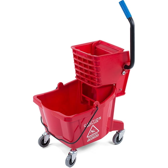 Carlisle Commercial Mop Plastic Bucket with Side Press Wringer, 26 Quart Capacity