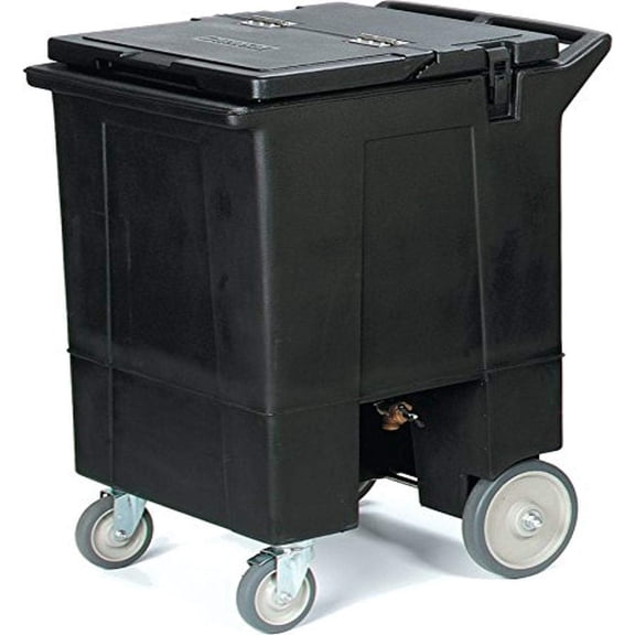 Carlisle FoodService Products Cateraide Tall Ice Caddy Insulated Ice Carrier with Wheels for Catering, Bar, And Restaurants, Plastic, 125 Pounds, Black 2 Swivel Casters Gallon Tall Black