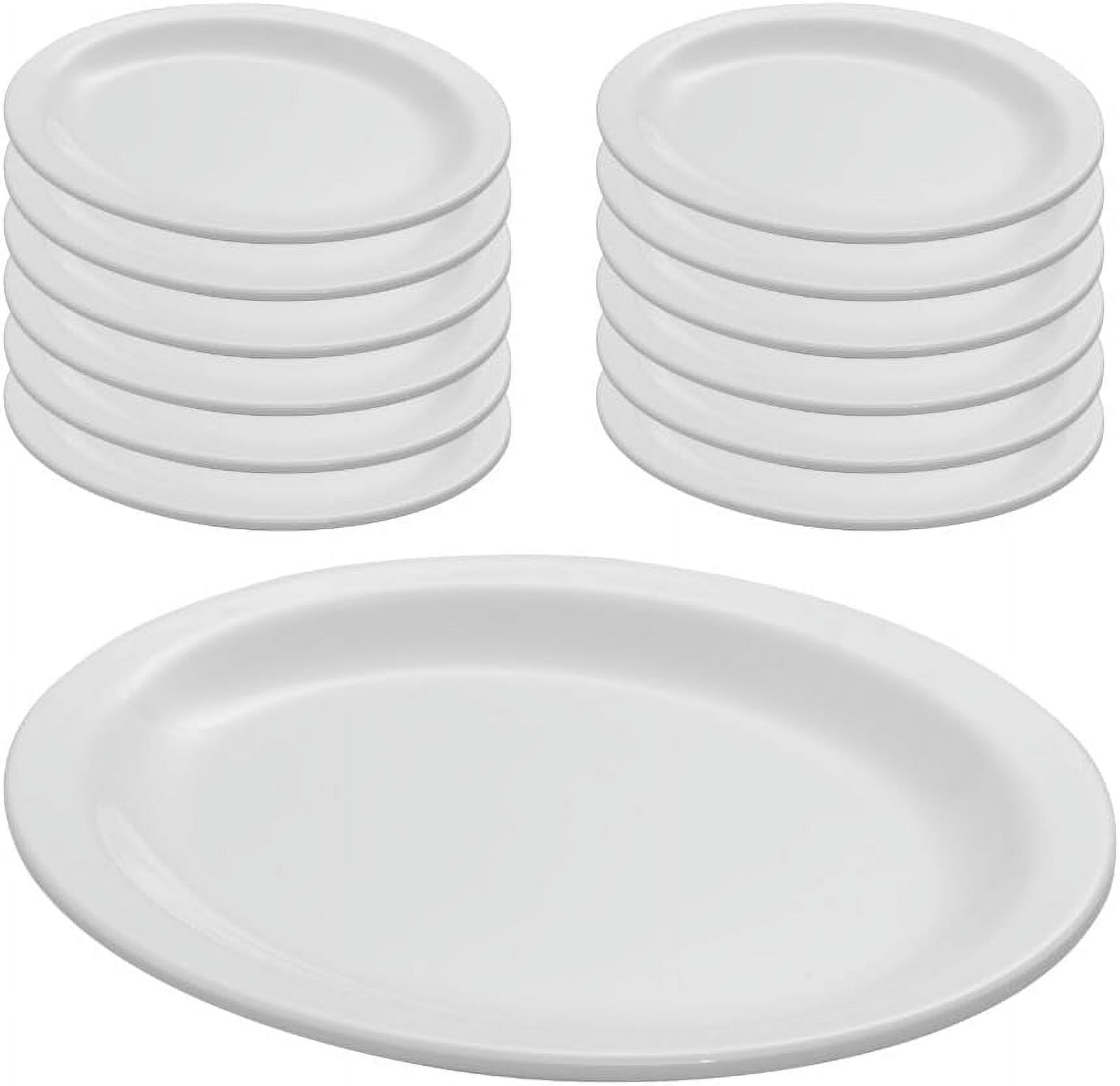 White Melamine 12" Oval Serving Platters, Set of 12