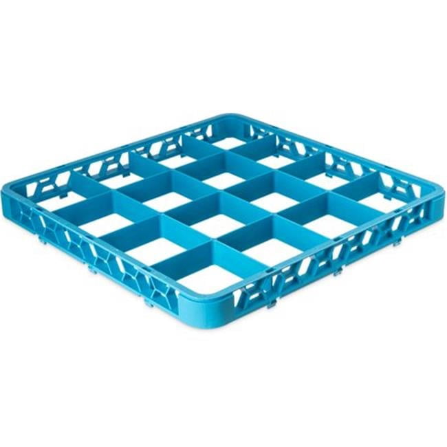 Carlisle OptiClean 16-Compartment Glass Rack Extender, 1-7/9"H x 19-3/4"W x 19-3/4"W, Blue