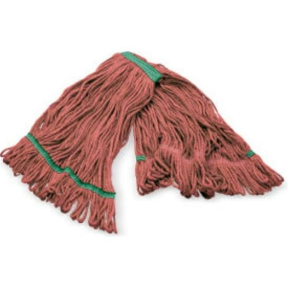 Carlisle Sanitary Maintenance B3127946 4-Ply Anti-Microbial Looped End Mop with Green Band, Red - Medium
