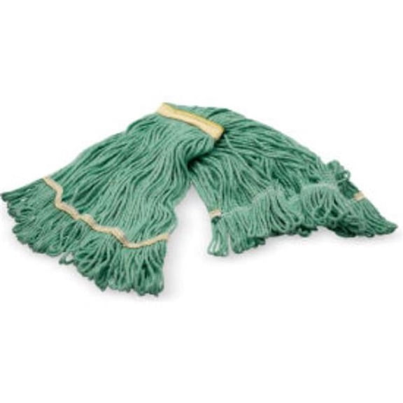 Carlisle Sanitary Maintenance B3127992 4-Ply Looped End Mop with 1 in. Yellow Band, Green - Small