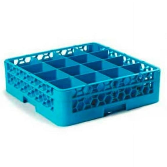Carlisle Sanitary Maintenance B637565 RG16-114 - Optic lean 16-Compartment Glass Rack with 1 Extender - Carlisle Blue