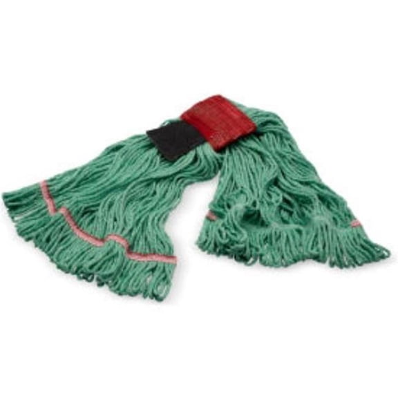 Carlisle Sanitary Maintenance B3127971 Looped End Mop with Scrubber & Red Band, Green - Large