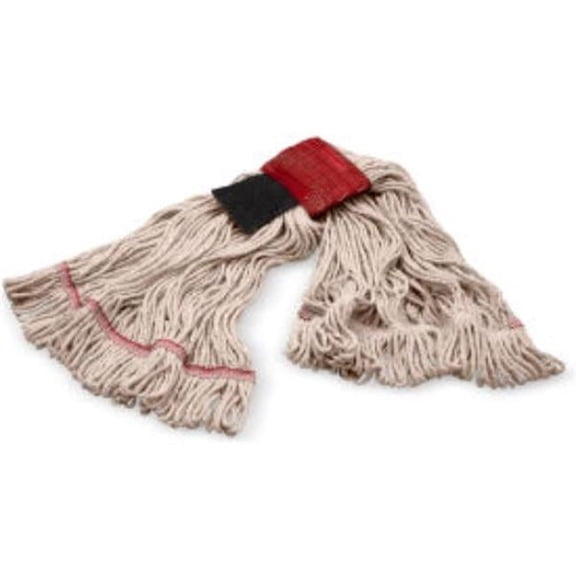 Carlisle Sanitary Maintenance B3127969 Looped End Mop with Scrubber & Red Band, Natural - Large