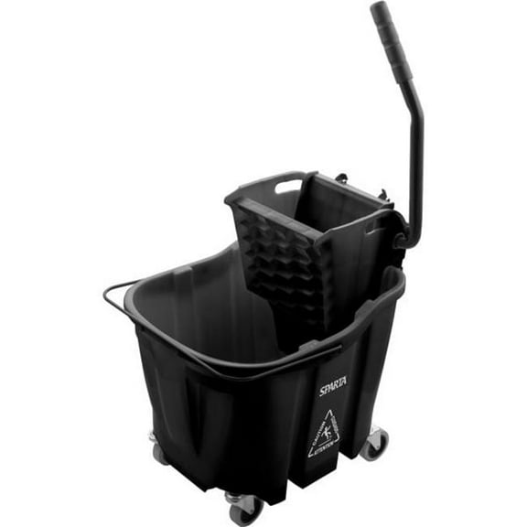 Carlisle Sanitary Maintenance B3114801 Sparta Mop Bucket Combo with Side Press Wringer, Black - 35 qt. Bucket Capacity