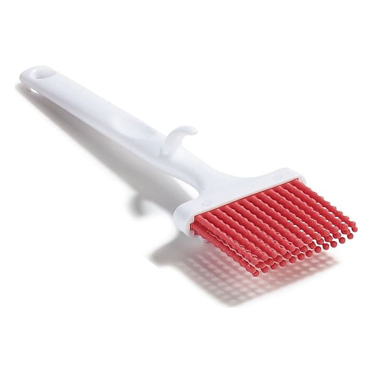 Red Silicone Basting Brush with White Plastic Handle, 3 Inches