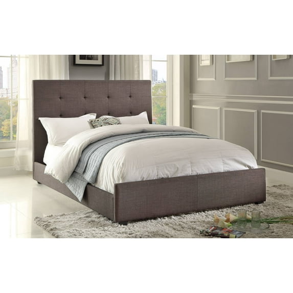 Carlito Upholstered California King Bed in Dark Grey Polyester