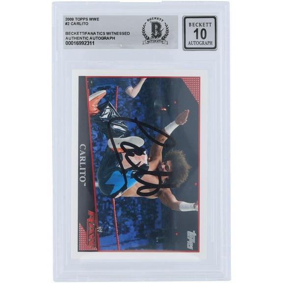 Carlito WWE Autographed 2009 Topps WWE #2 Beckett Fanatics Witnessed Authenticated 10 Card - Fanatics Authentic Certified