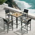 thumbnail image 1 of Carlo 4+1 Pieces Faux Wood High Tabletop Outdoor Pub Set for 4 Person, Patio Bar Sets with Aluminum Frame, Charcoal Black, 1 of 8