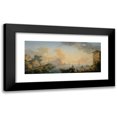 thumbnail image 1 of Carlo Bonavia 24x13 Black Modern Framed Museum Art Print Titled - View of a Harbor at Dawn, with Fishermen Along the Port in the Foreground (1754), 1 of 1