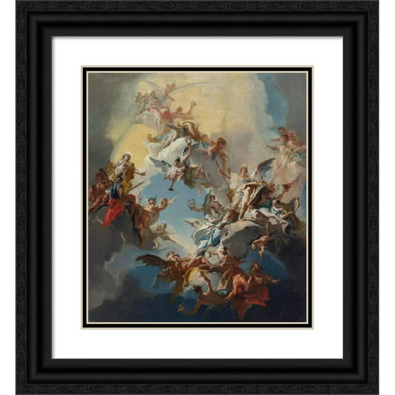 Carlo Carlone 12x14 Black Ornate Wood Framed Double Matted Museum Art Print Titled: The Triumph of Reason