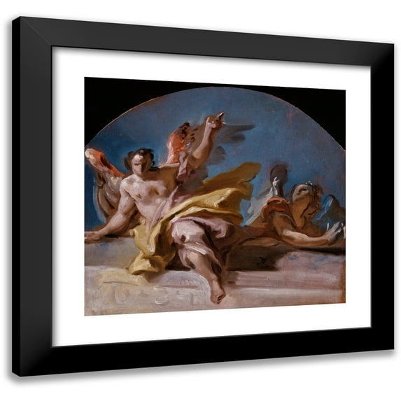 Carlo Carlone 22x20 Black Modern Framed Museum Art Print Titled - A Study for Two Angels on a Balustrade