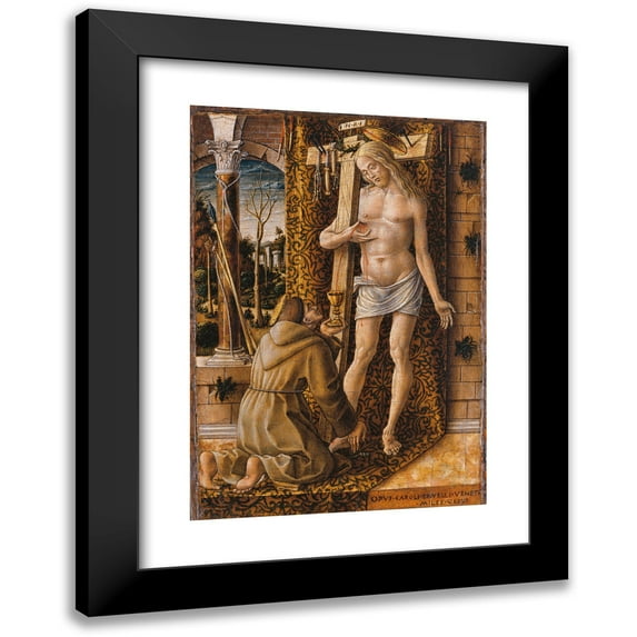 Carlo Crivelli 11x14 Black Modern Framed Museum Art Print Titled - Saint Francis Collecting the Blood of Christ (1490 - 1500)