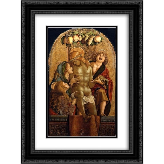 Carlo Crivelli 2x Matted 18x24 Black Ornate Framed Art Print 'Lamentation Over the Dead Christ'