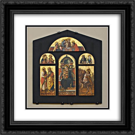 Carlo Crivelli 2x Matted 20x20 Black Ornate Framed Art Print 'Polyptych'
