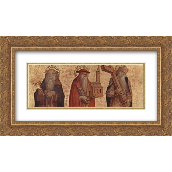 Carlo Crivelli 2x Matted 24x14 Gold Ornate Framed Art Print 'Saint Anthony, Saint Jerome, Saint Andrew'