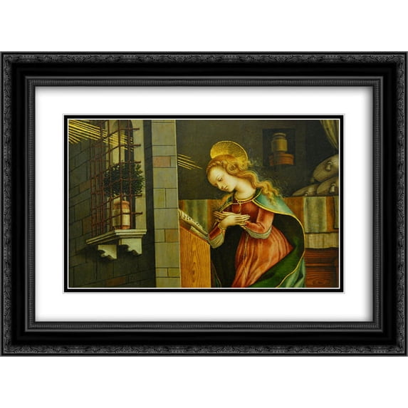 Carlo Crivelli 2x Matted 24x20 Black Ornate Framed Art Print 'Annunciation'