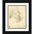 thumbnail image 1 of Carlo Dellarocca 15x18 Black Ornate Wood Framed Double Matted Museum Art Print Titled - Bust of Bishop Saint, with Slight Figure Sketches (1829), 1 of 5