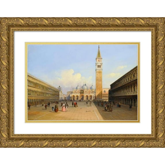 Carlo Grubacs 24x18 Gold Ornate Framed and Double Matted Museum Art Print Titled - Saint Mark's Square, Venice