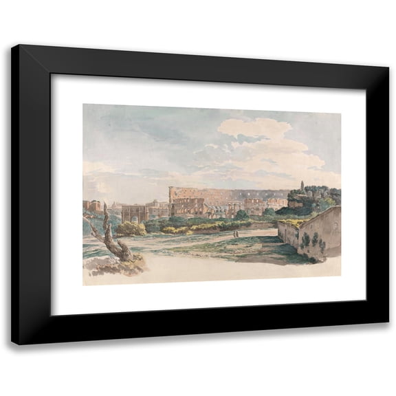 Carlo Labruzzi 14x11 Black Modern Framed Museum Art Print Titled - The Colosseum from the Caelian Mount, with the Arch of Constantine and a View of the Forum, Rome.