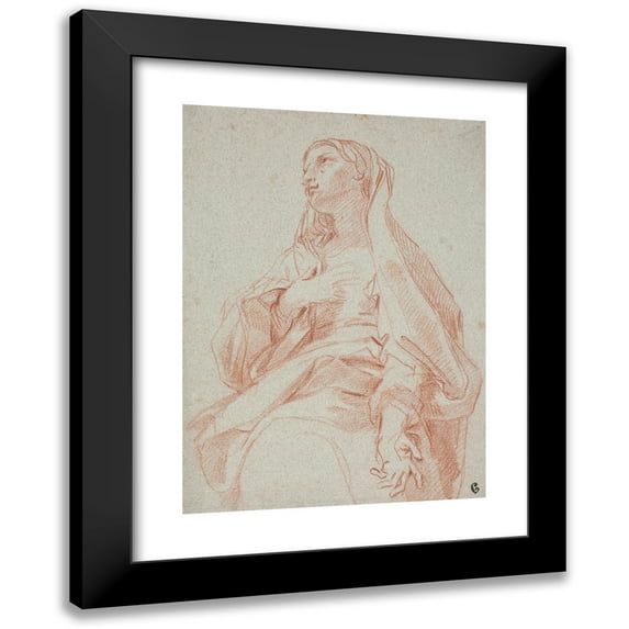 Carlo Maratti 14x18 Black Modern Framed Museum Art Print Titled - The Madonna Making a Gesture of Intercession (1624 - 1714)