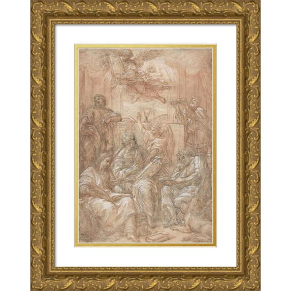 Carlo Maratti 14x18 Gold Ornate Wood Frame and Double Matted Museum Art Print Titled - Allegory of the Old and New Dispensations (1700-8)