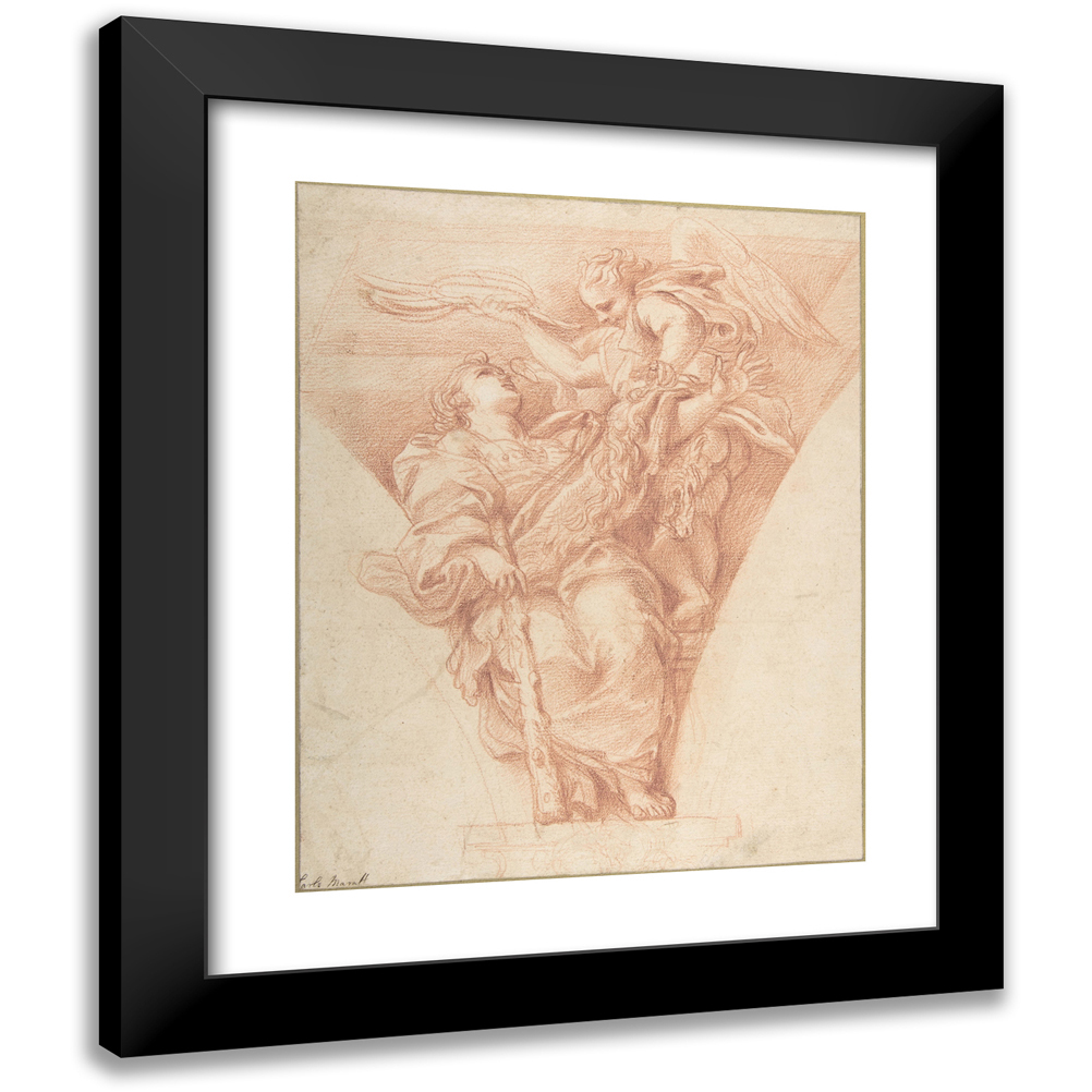 Carlo Maratti 15x18 Black Modern Framed Museum Art Print Titled - Virtue Crowned by Honor (1670-76)