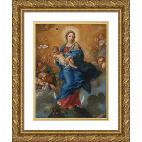Carlo Maratti 15x18 Gold Ornate Wood Frame and Double Matted Museum Art Print Titled - Virgin of the Immaculate Conception