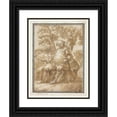 thumbnail image 1 of Carlo Marchionni 15x18 Black Ornate Wood Framed Double Matted Museum Art Print Titled - Man Seated in Front of Trees, 1 of 5