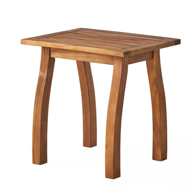 Carlo Outdoor Rectangular Acacia Wood Accent Table, Brown & Teak Finish
