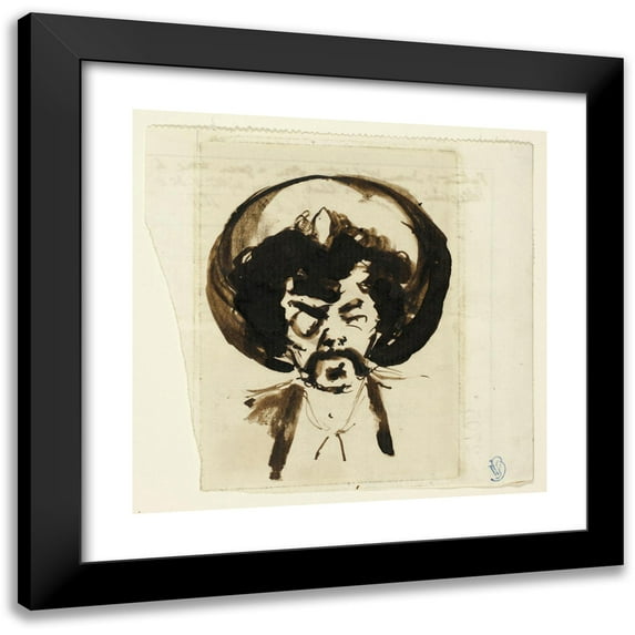 Carlo Pellegrini 12x12 Black Modern Framed Museum Art Print Titled - Portrait of Whistler (1877)