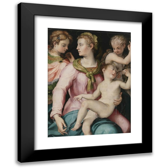 Carlo Portelli da Loro 11x14 Black Modern Framed Museum Art Print Titled - Virgin, Child, Infant John, and Saint Margaret (1545-50)