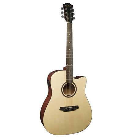 Carlo Robelli - 6-String Full-Size Dreadnought-Cutaway Acoustic/Electric Guitar - Beige/Black/Brown
