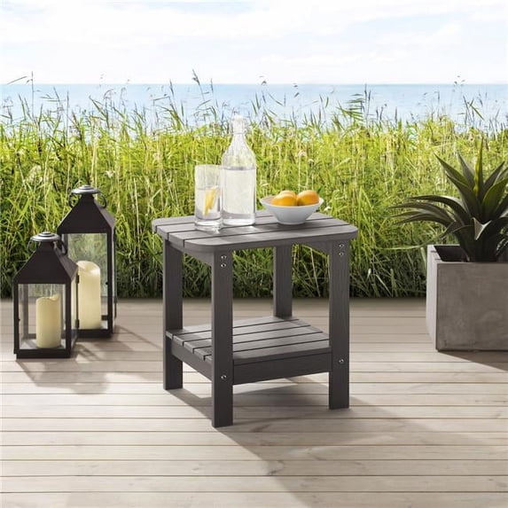 Carlo Weatherproof Faux Wood Outdoor Side Table, Black