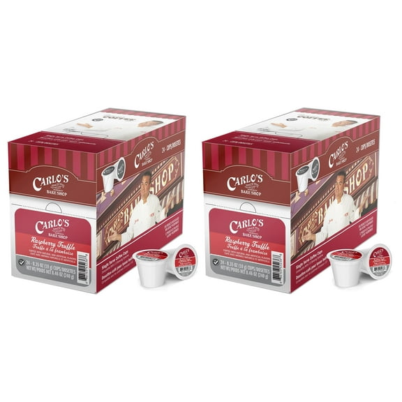 Carlo's Bake Shop Flavored Coffee Pods, Raspberry Truffle Coffee in Single Serve Cups, 24 Count Per Box, 2 Boxes