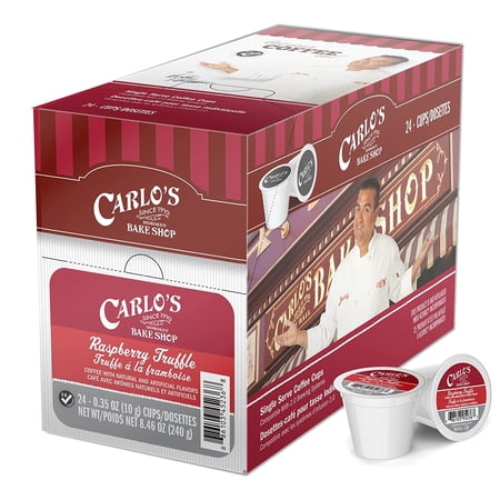 Carlo's Bake Shop Raspberry Truffle Medium Roast Single Serve Flavored Coffee Pods, 0.35 oz, 24 Count