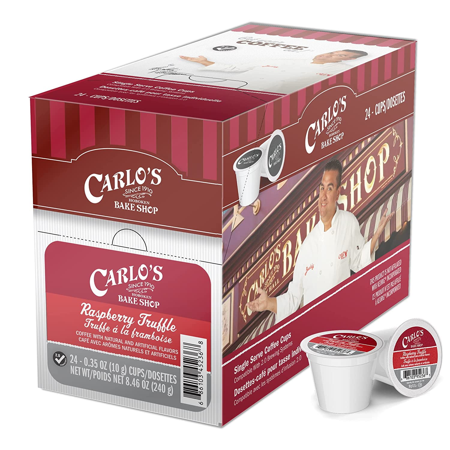Carlo's Bake Shop Flavored Coffee Pods, Raspberry Truffle Coffee in Single Serve Cups, 24 Count