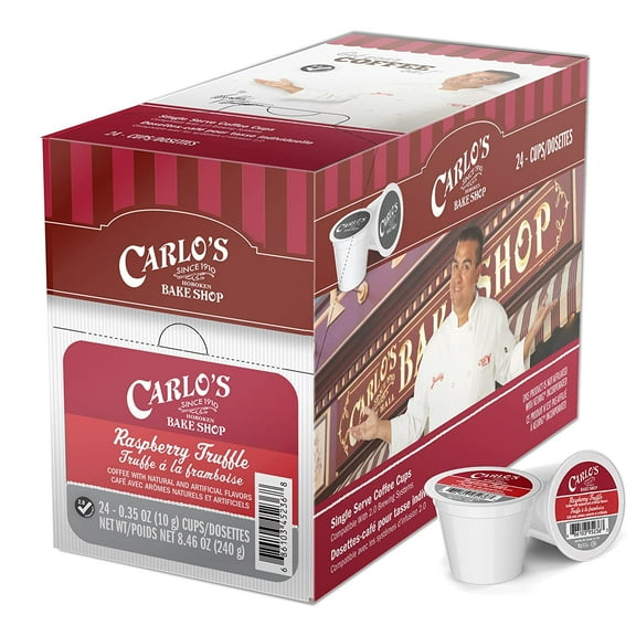 Carlo's Bake Shop Flavored Coffee Pods, Raspberry Truffle Coffee in Single Serve Cups, 24 Count